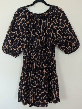 Eloquii Puff Sleeve Black & Tan Dress